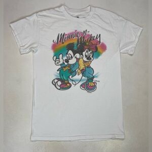 Disney Minnie & Mickey Mouse Graphic T-shirt Women XS White Short Sleeve